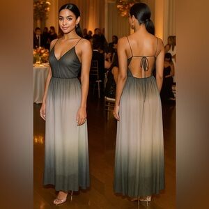 Le Lis Gray Sparkle Ombre Maxi Open-Back Dress
